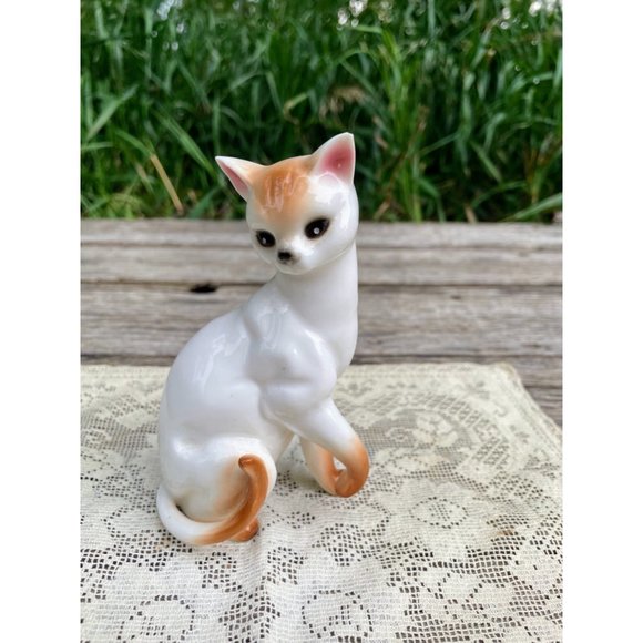 Vintage 1950s Bone China Cat Figurine Orange, white - Picture 6 of 11